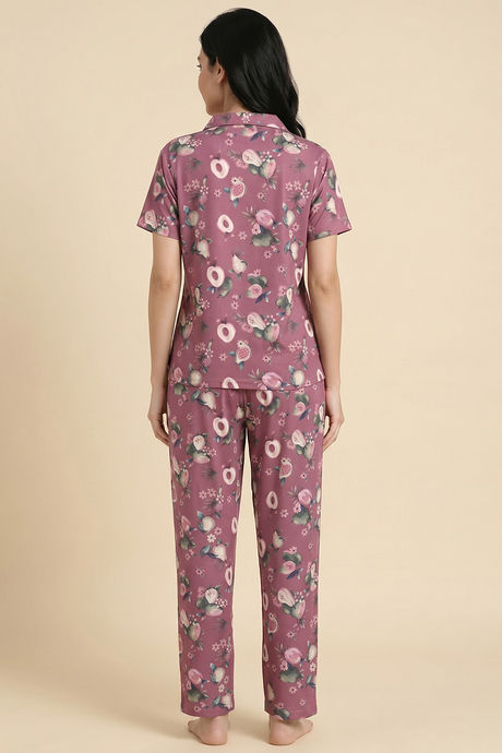 Zivame Buttersoft Fruity Collection Knit Poly Pyjama Set - Mesa Rose — image 3